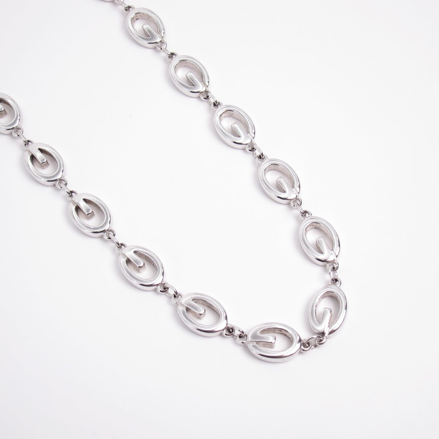 Givenchy Vintage G Logo Silver Long Necklace