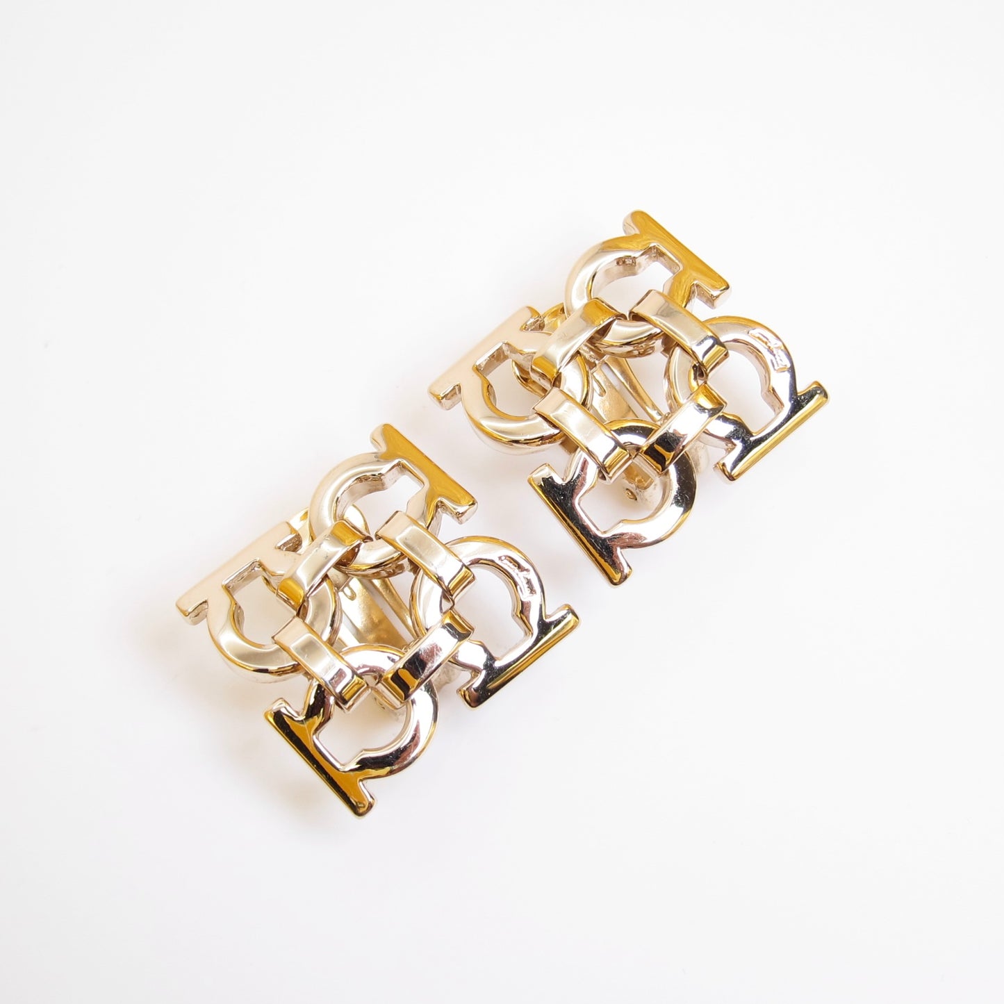 Ferragamo Vintage Four Gancini Golden Clip-on Earrings