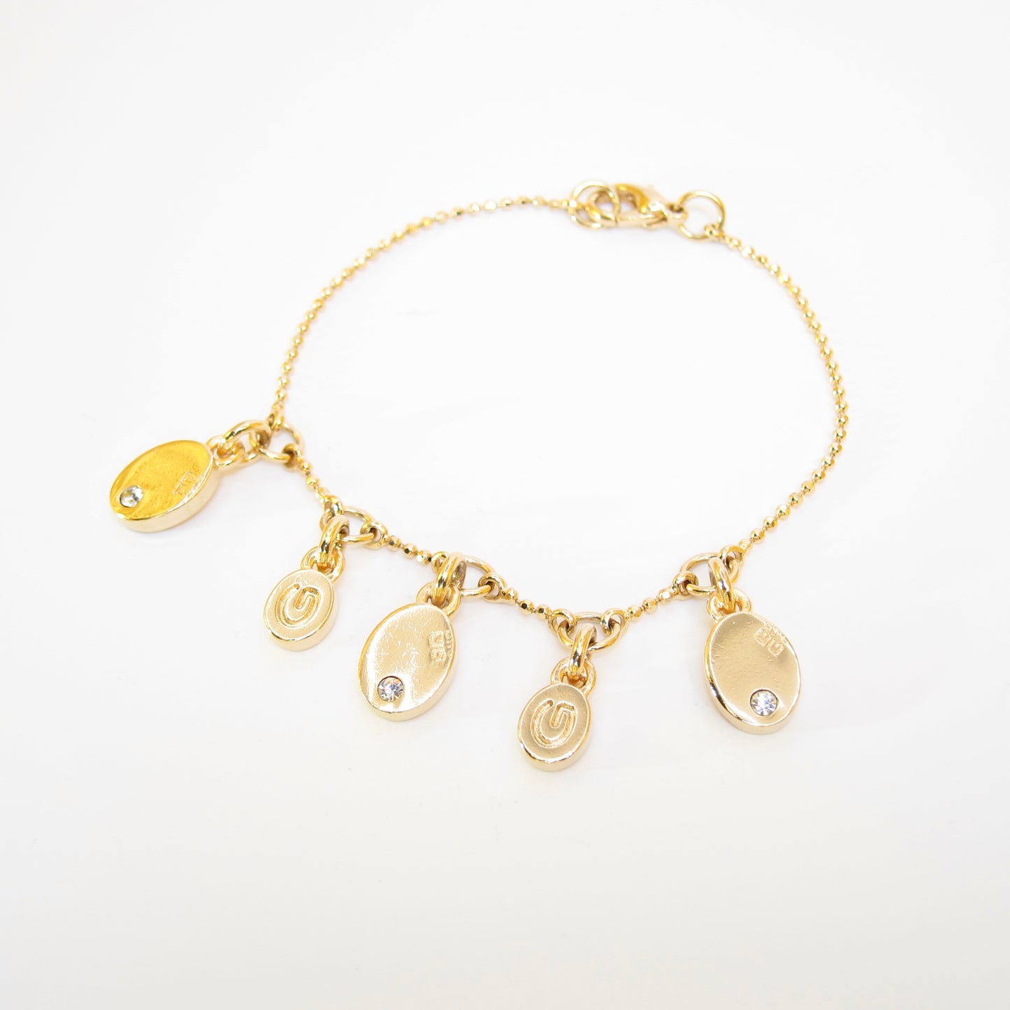 Givenchy Vintage G Logo Oval Shape Charm Golden Bracelet