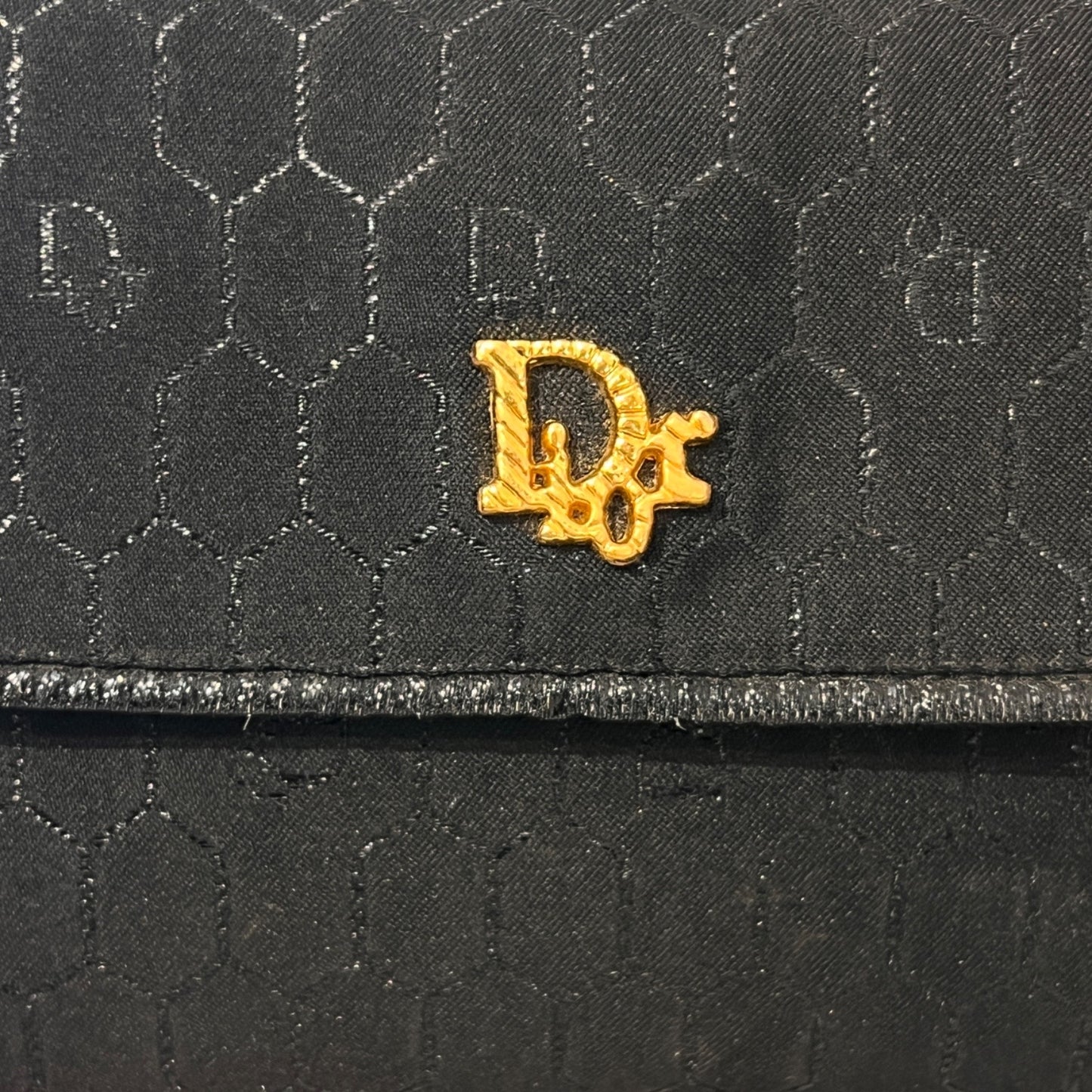 Christian Dior Golden Logo Honeycomb Mini Shoulder Bag