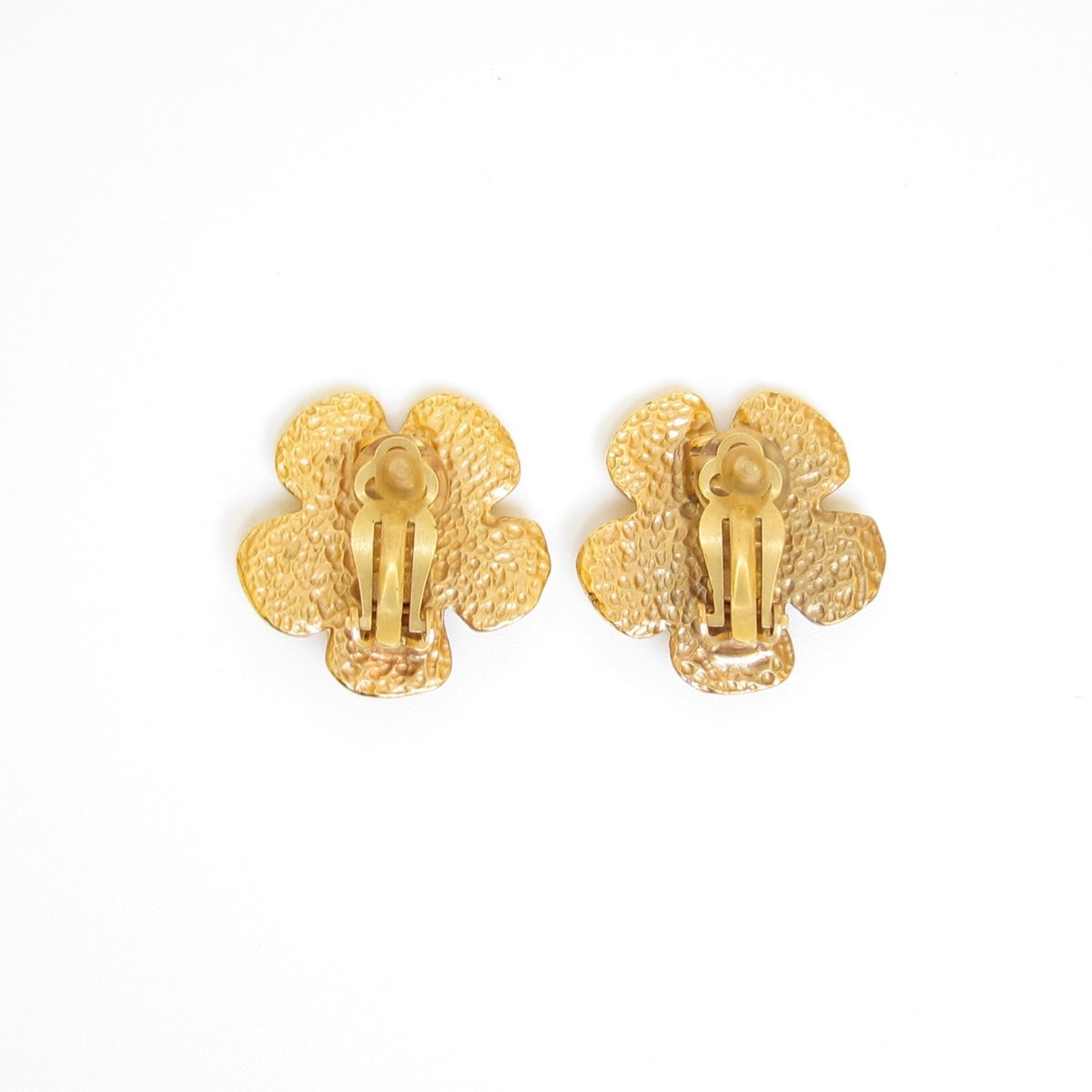 Chanel Vintage Camellia Golden Clip-on Earrings