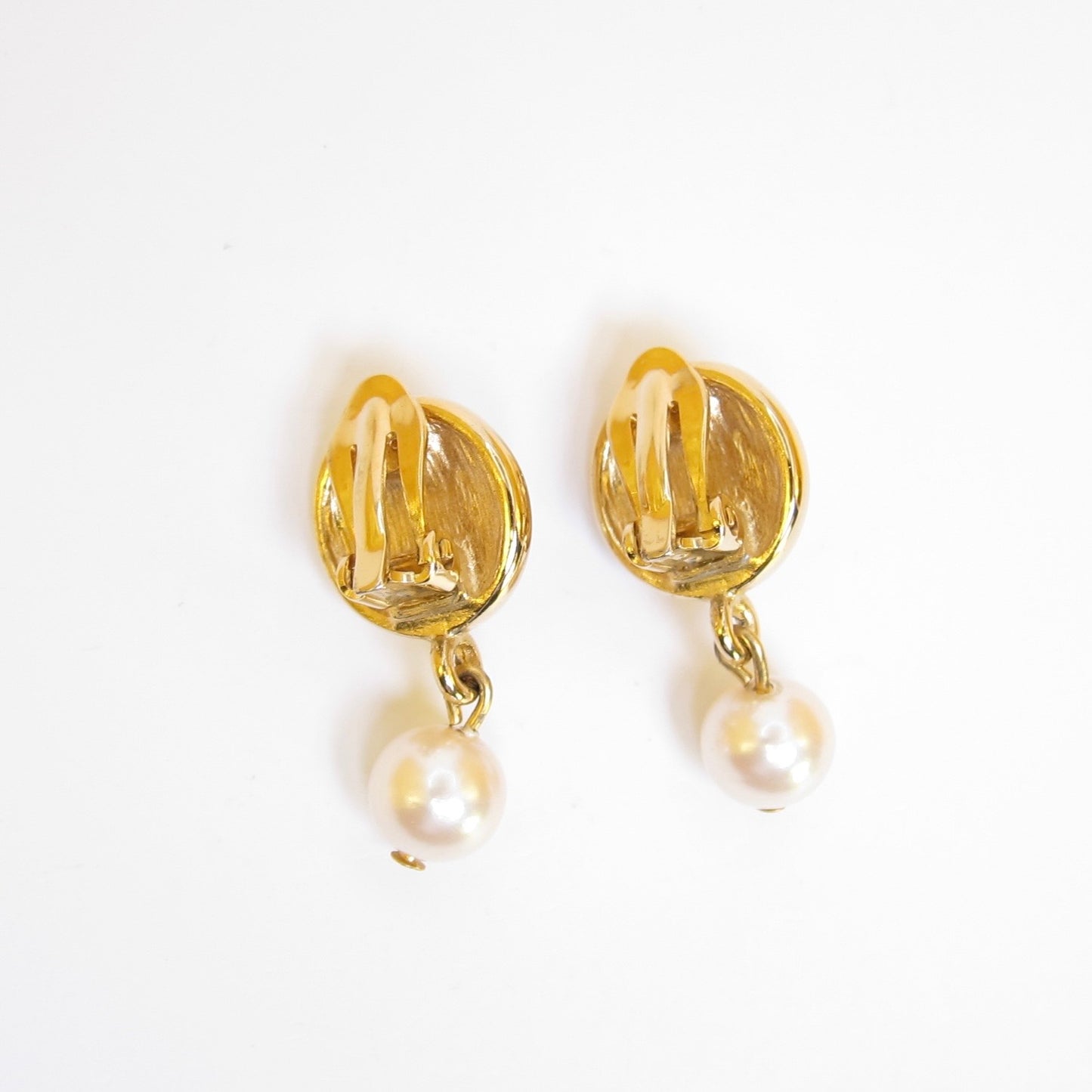Givenchy Vintage Givenchy Logo Pearl Dangle Golden Clip-on Earrings