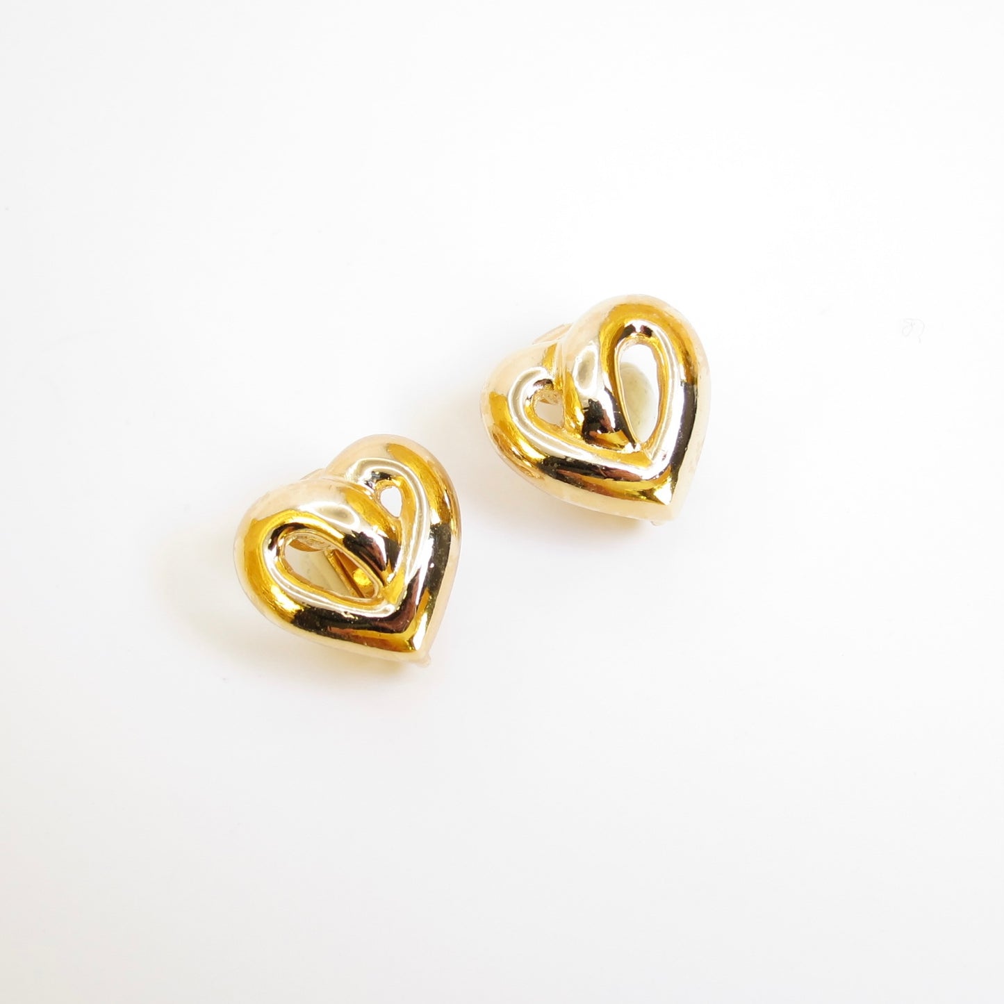 Christian Dior Vintage Heart-shaped Golden Clip-on Earrings