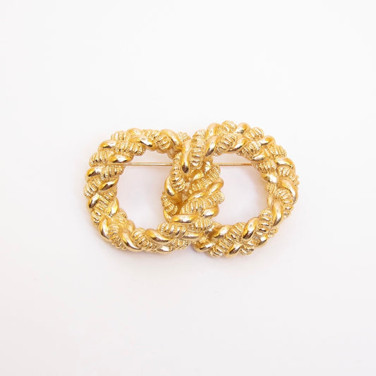 Christian Dior Vintage Twisted Rope Golden Brooch