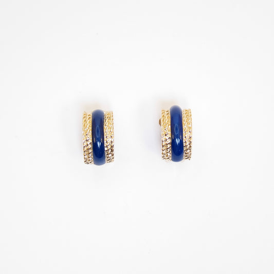 Burberry Vintage Blue and Golden Clip-on Earrings