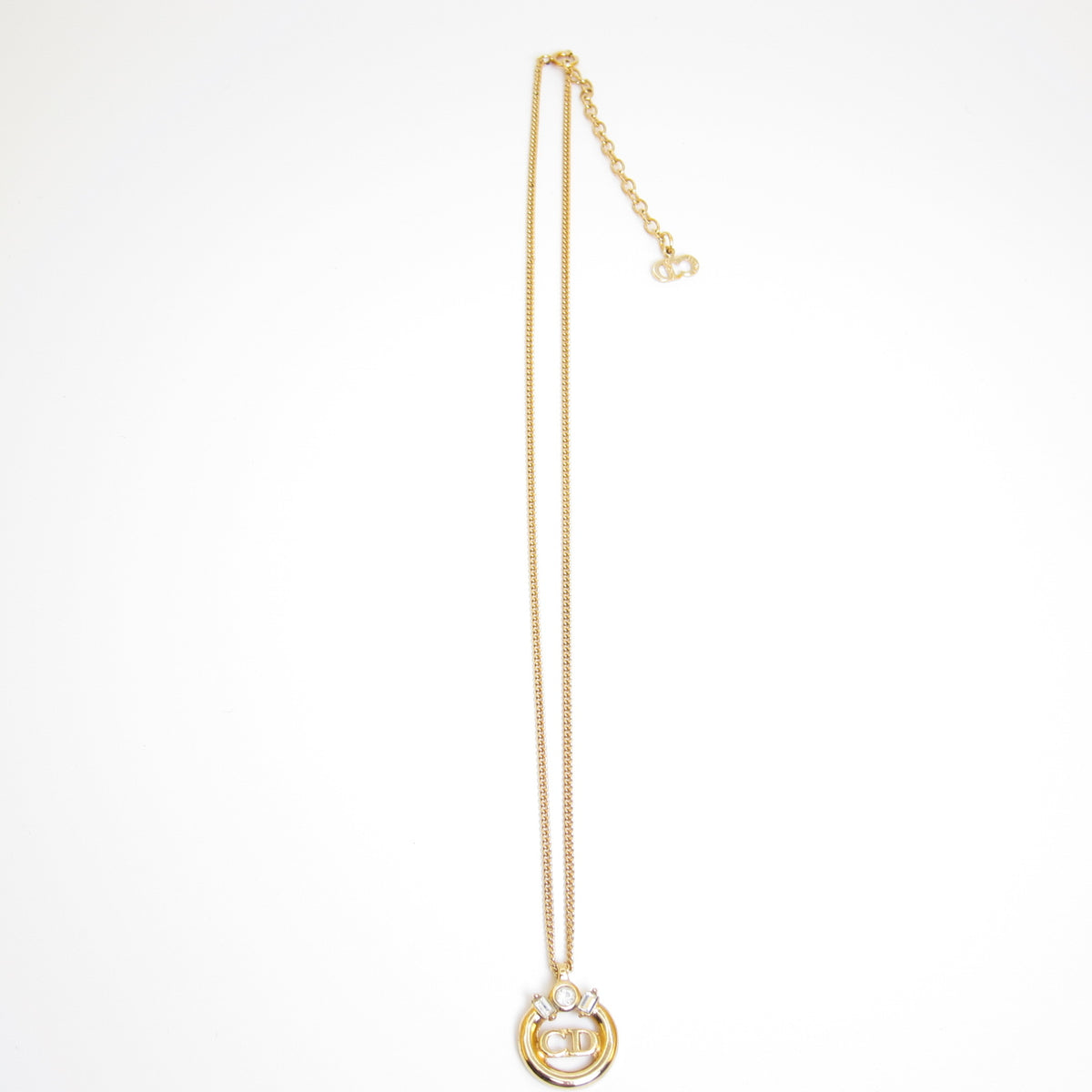 Christian Dior Vintage Circular CD Crystal Necklace