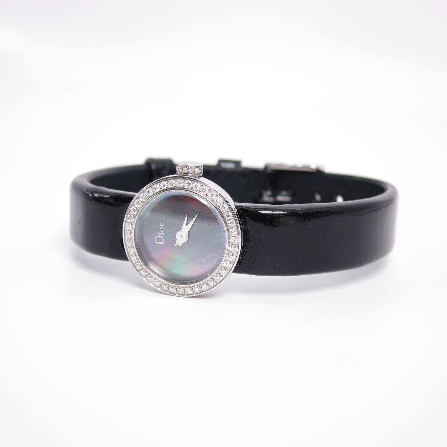 Christian Dior Vintage La Mini D De Dior Diamond and Black Shell Pearl Face Watch