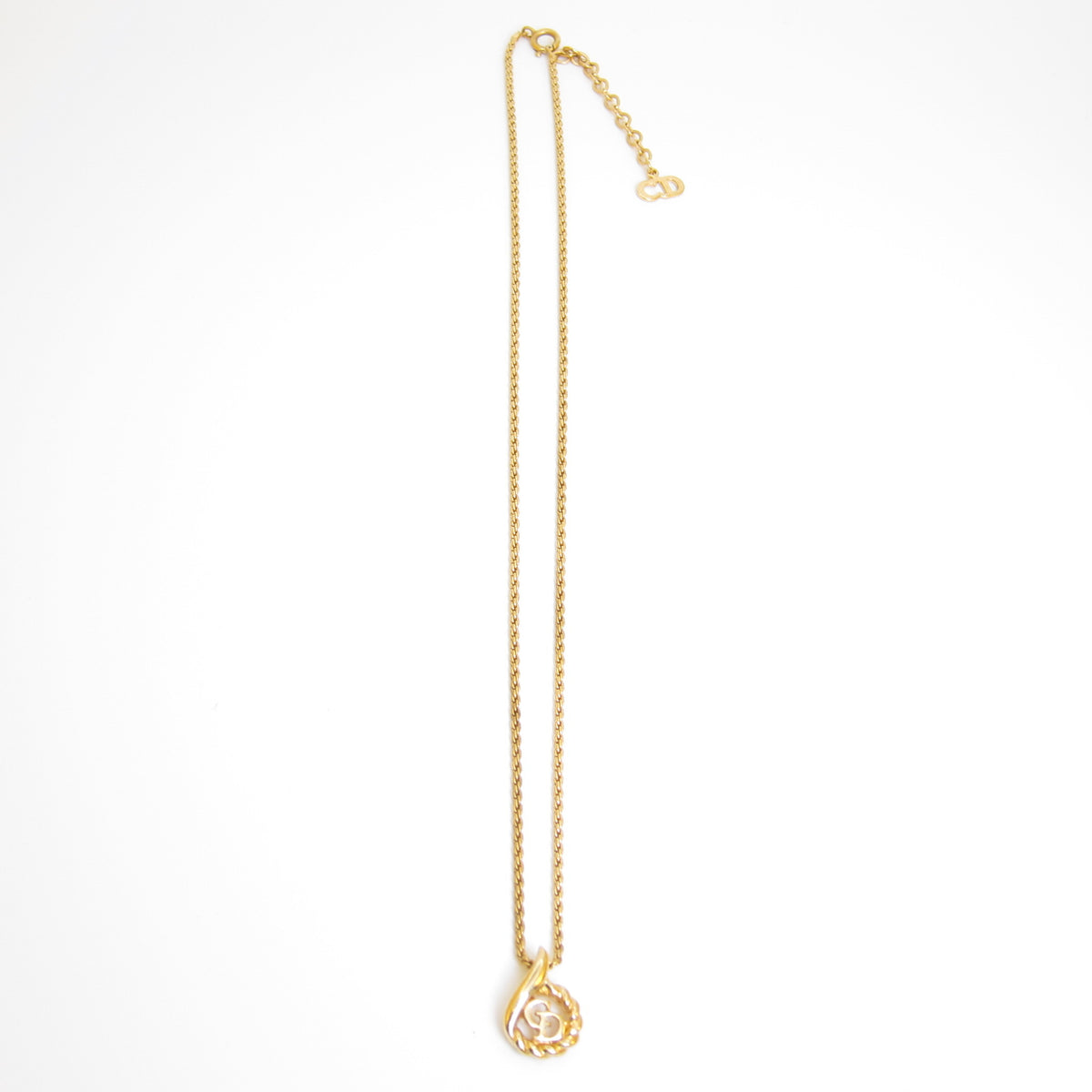 Christian Dior Vintage Teardrop CD Logo Gold-Tone Necklace