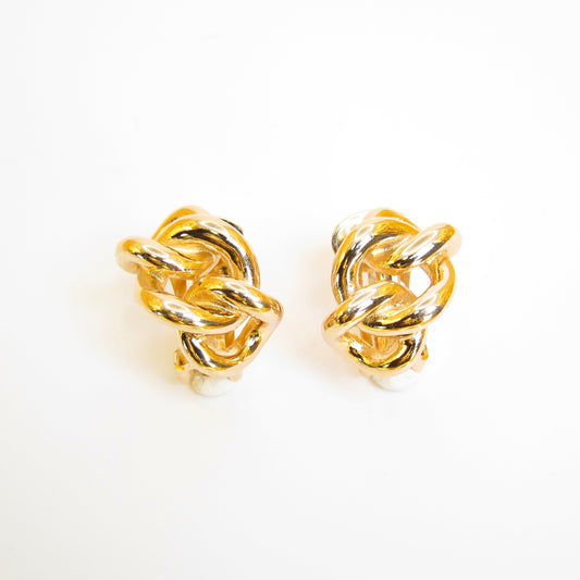 Christian Dior Vintage Link Golden Clip-on Earrings