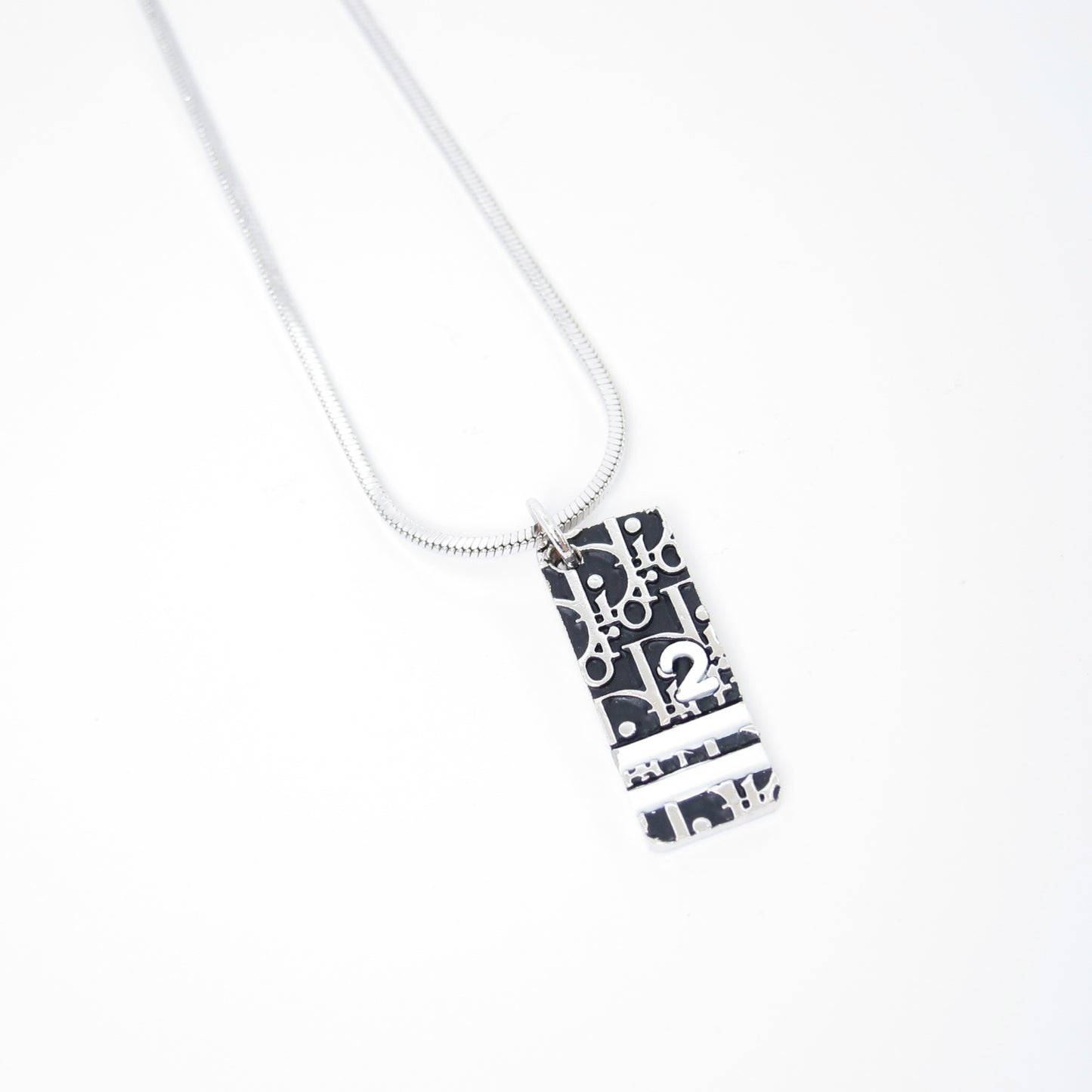 Christian Dior Vintage Black and Silver Trotter Silver Necklace
