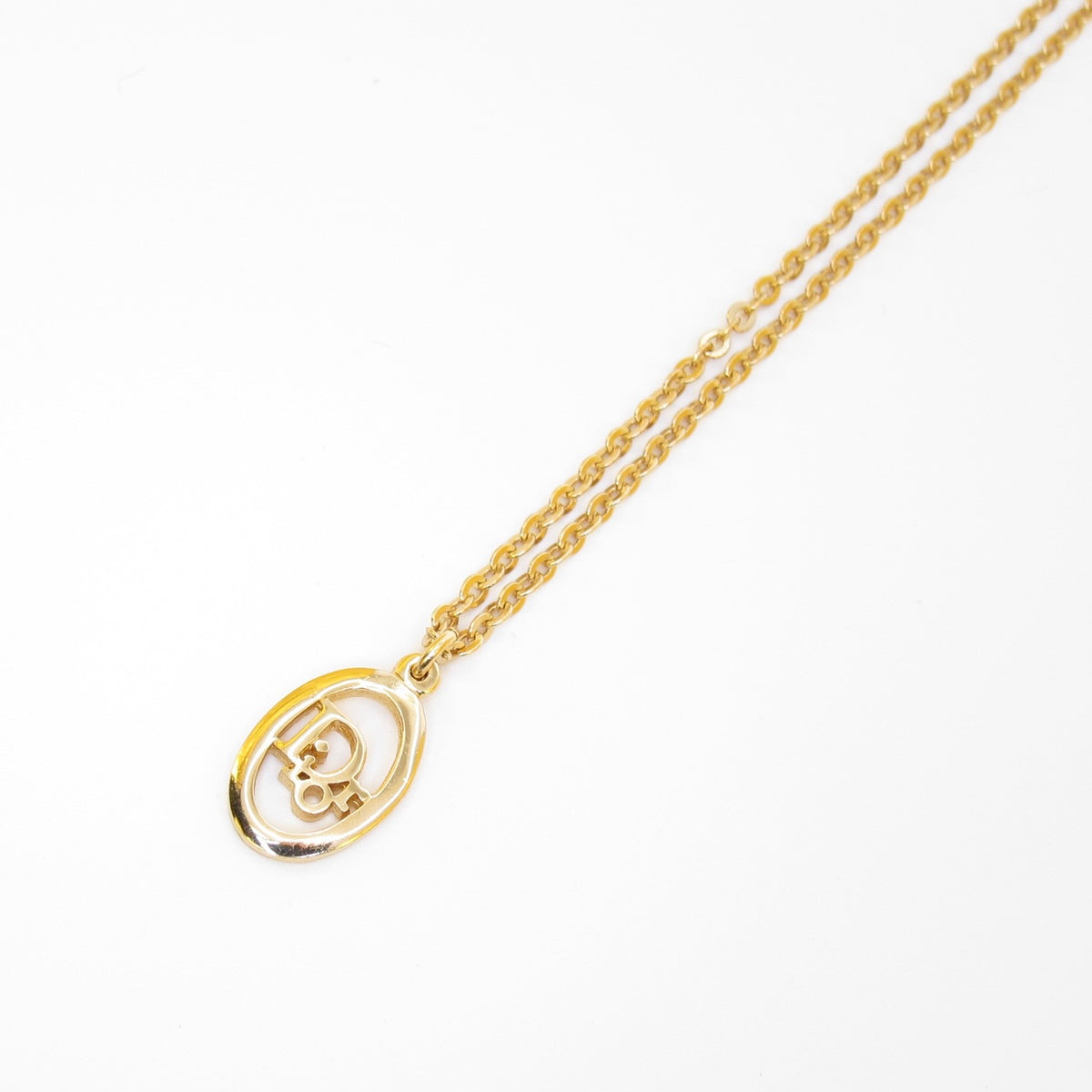 Christian Dior Vintage Oval Dior Logo Necklace