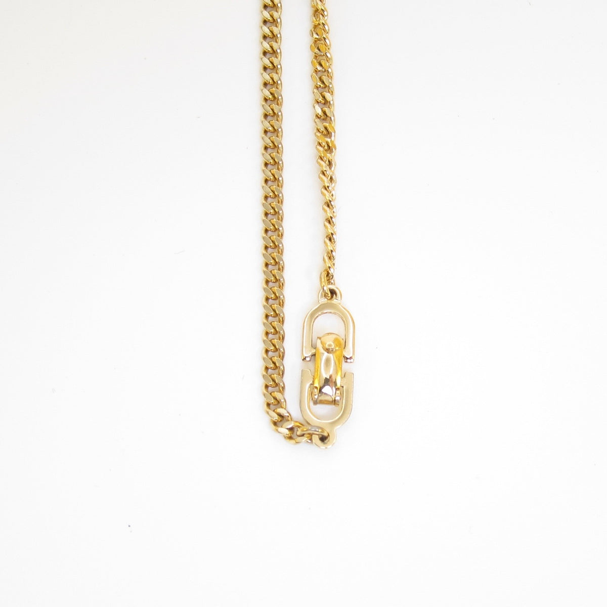 Christian Dior Vintage Black Enamel Oblong CD Logo Gold-Tone Necklace