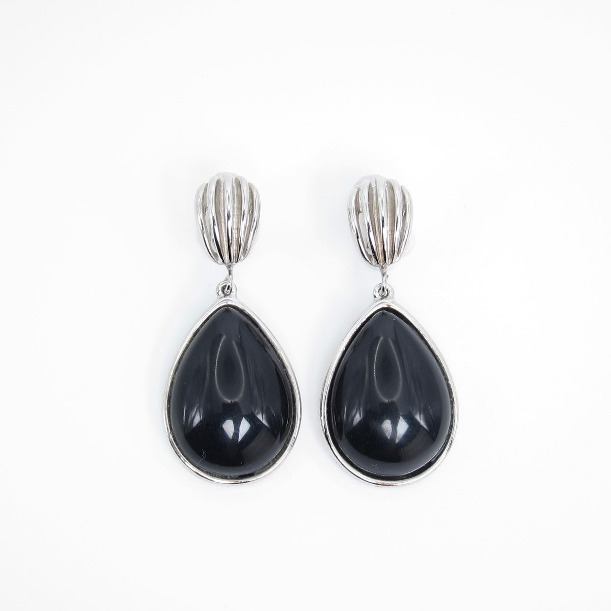 Givenchy Vintage Black Teardrop Clip Earrings