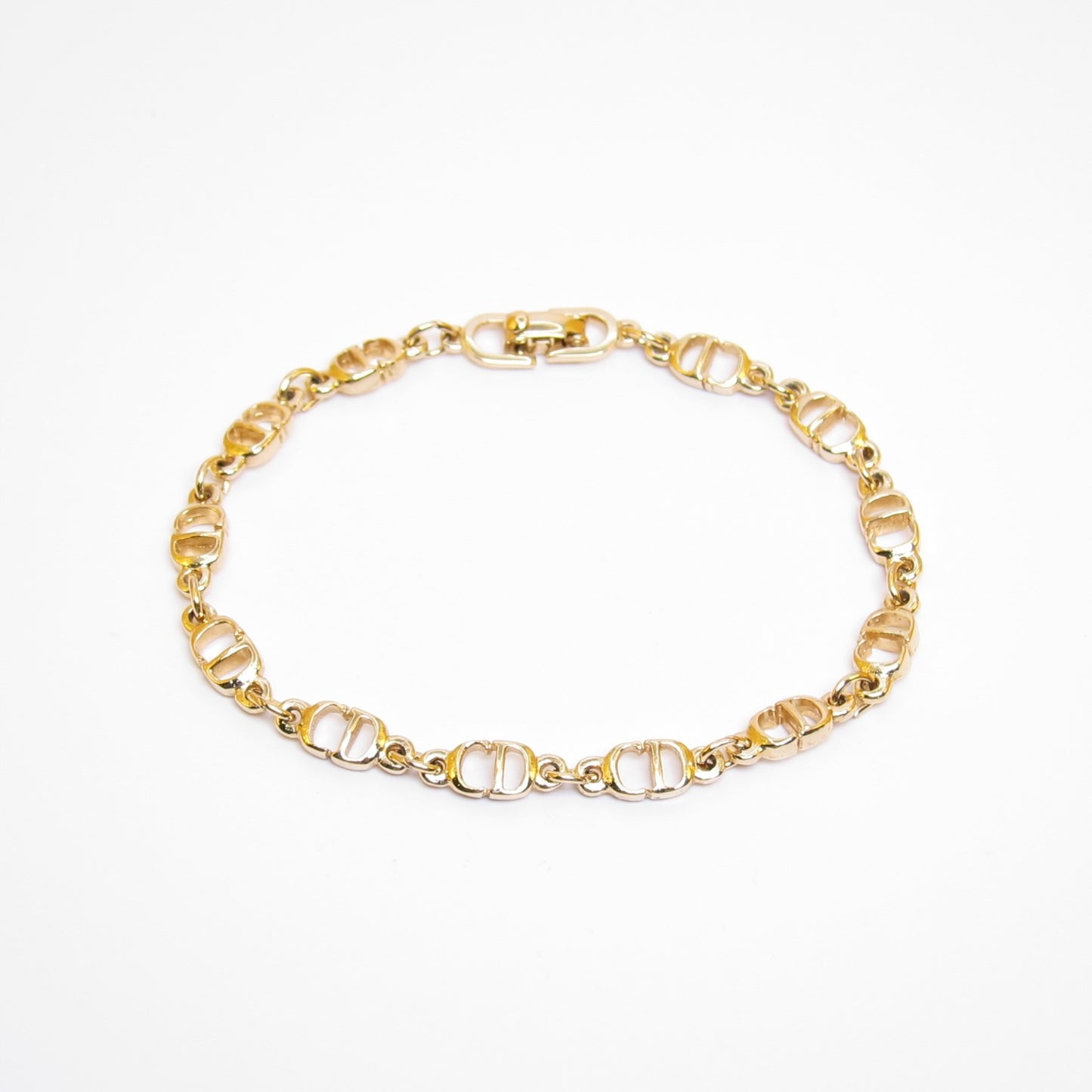 Christian Dior Vintage CD Logo Motif Golden Bracelet