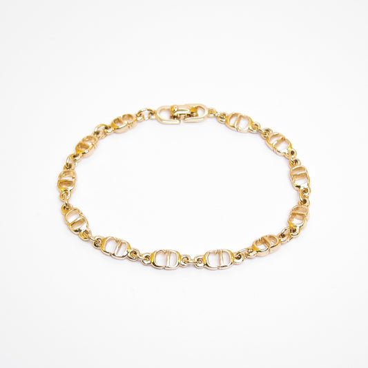 Christian Dior Vintage CD Logo Motif Golden Bracelet