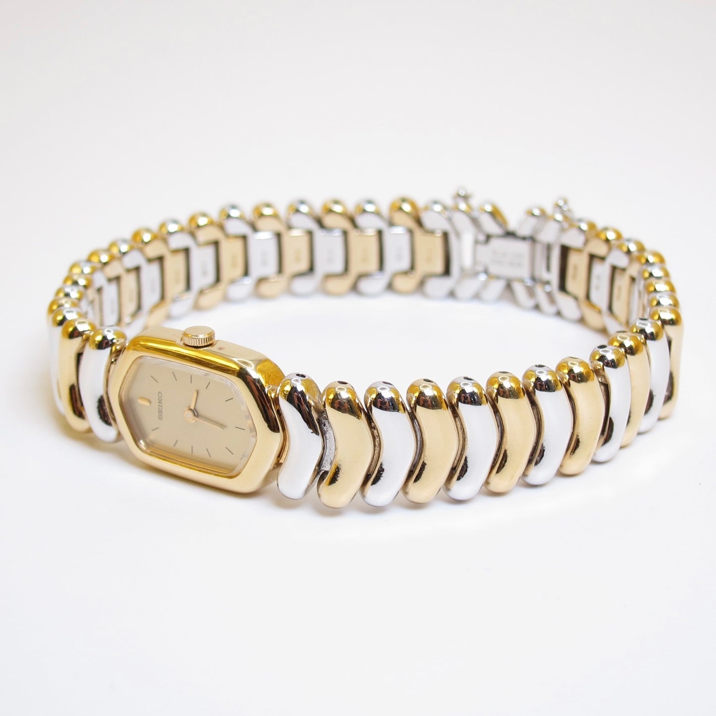 Seiko Vintage Hexagon Two Tone Wavy Bracelet Watch