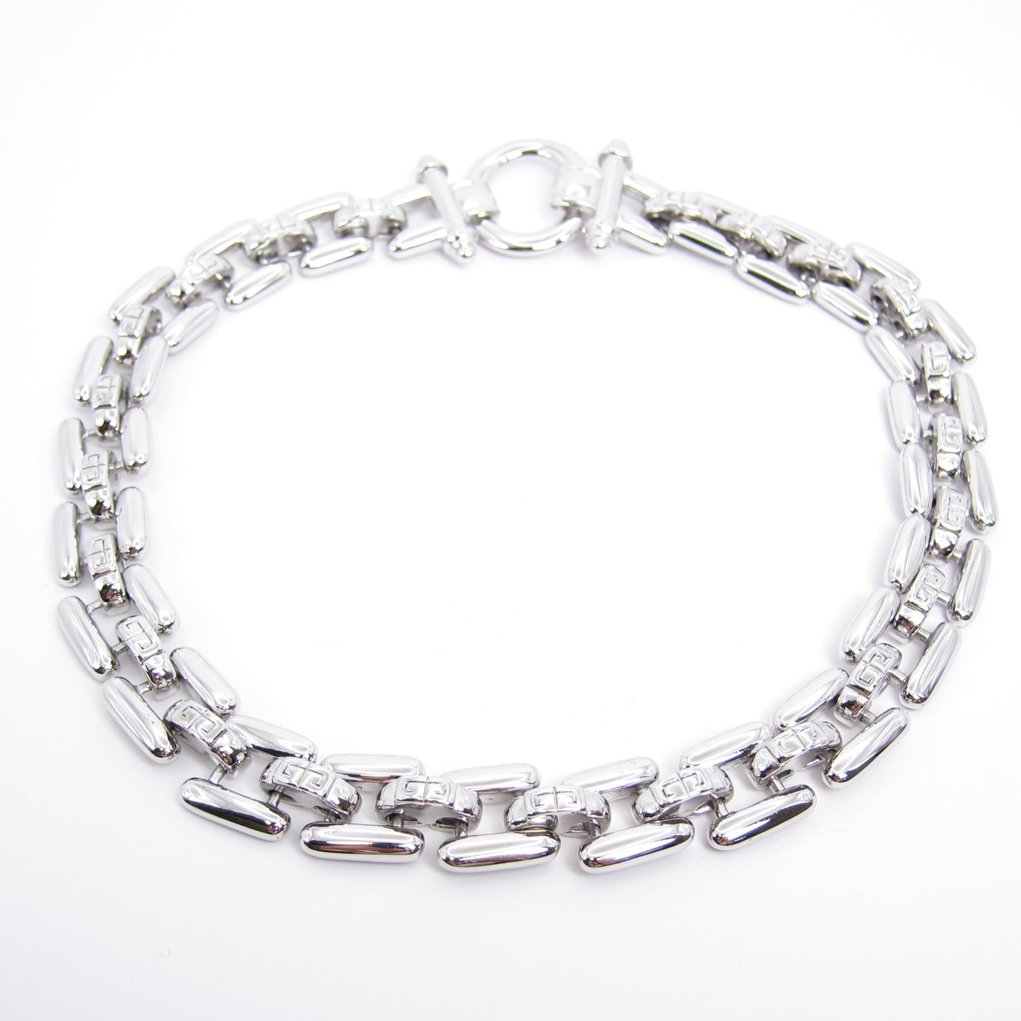 Givenchy Vintage GG Logo Stylish Chain Link Silver Necklace