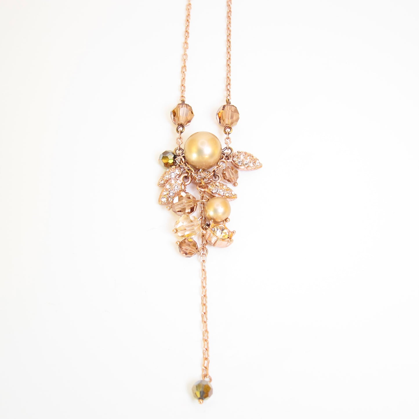 Givenchy Vintage Pearl and Brown Tone Stone Necklace