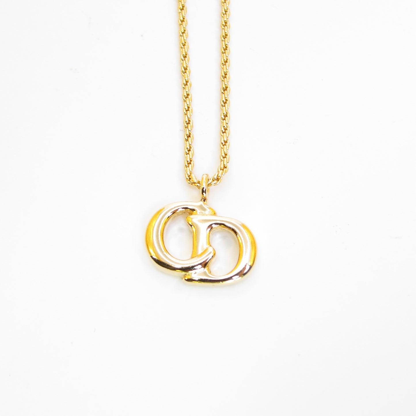 Christian Dior Vintage CD Logo Golden Necklace