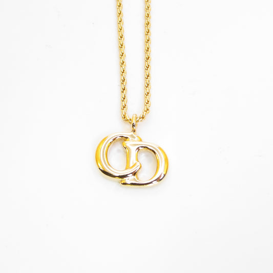 Christian Dior Vintage CD Logo Golden Necklace