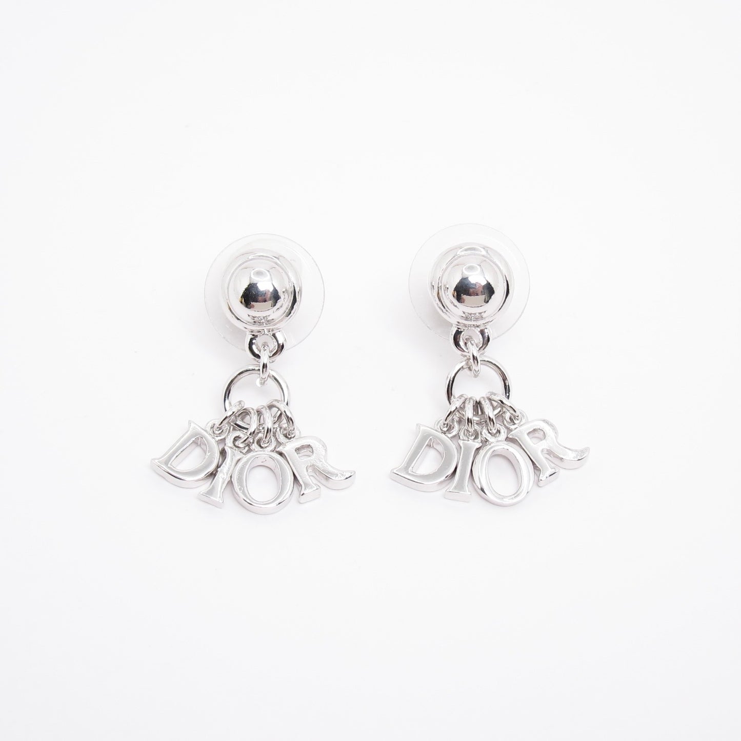 Christian Dior Vintage Dior Letter Charm Dangle Silver Earrings