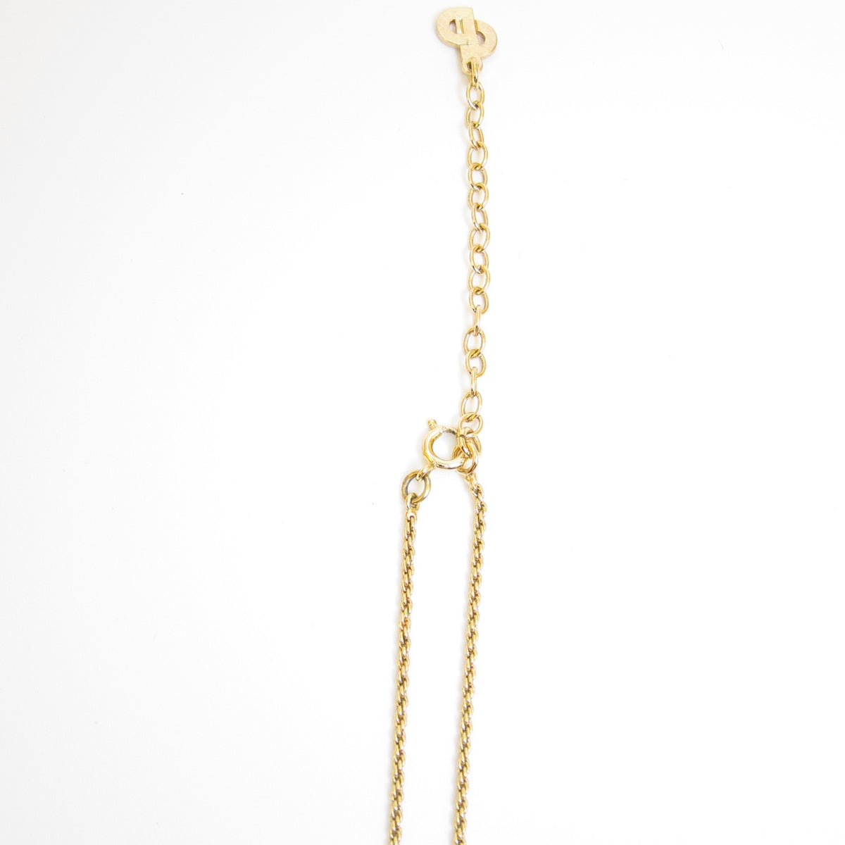 Christian Dior Vintage Black Enamel Diamond CD Logo Gold-Tone Necklace
