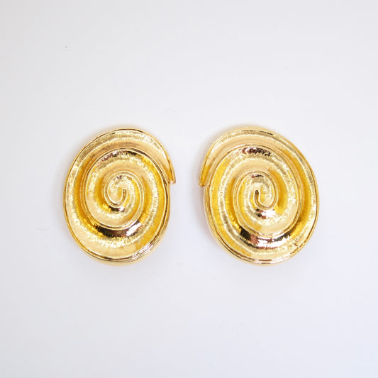 Yves Saint Laurent Vintage Spiral Golden Clip-on Earrings