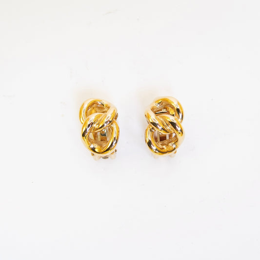 Christian Dior Vintage Link 金色夾式耳環