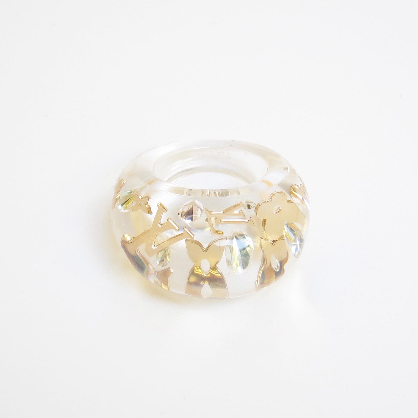 Louis Vuitton Vintage Monogram Inclusion Clear Resin Ring