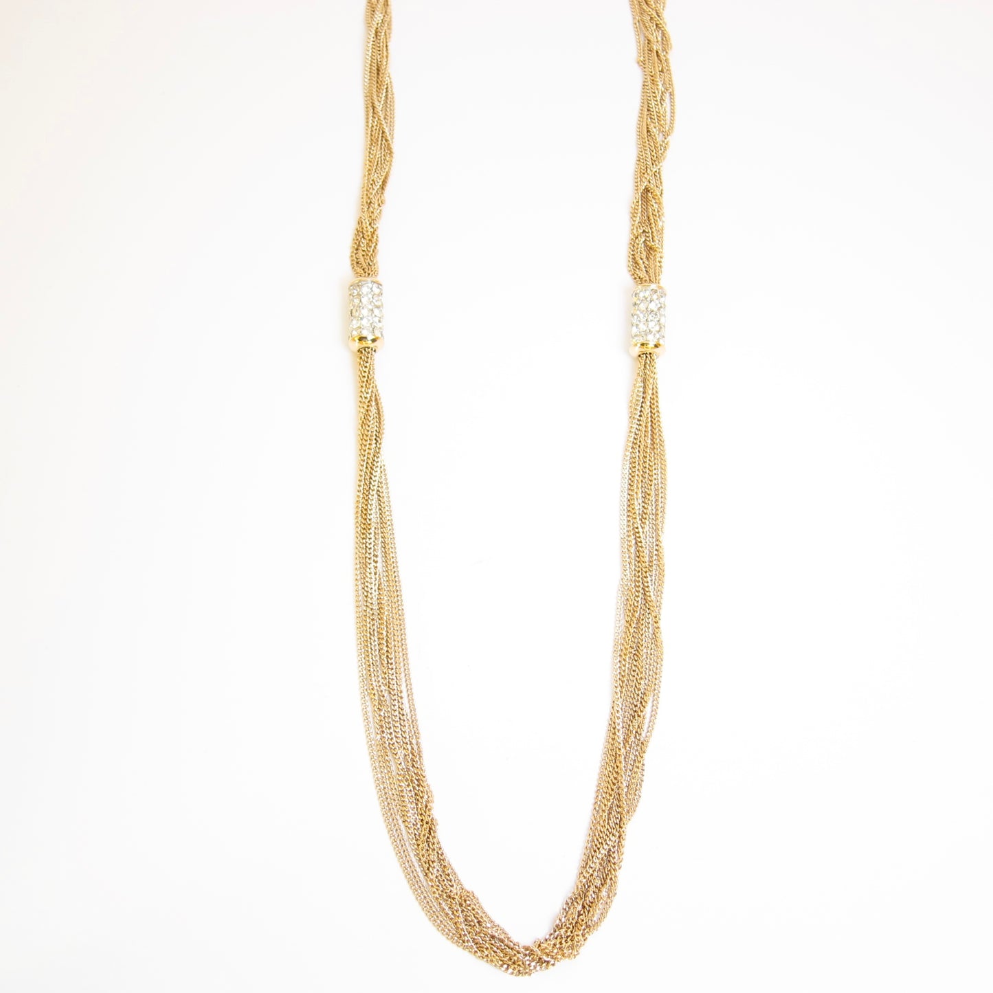 Givenchy Vintage Stylish Rhinestone Golden Long Necklace