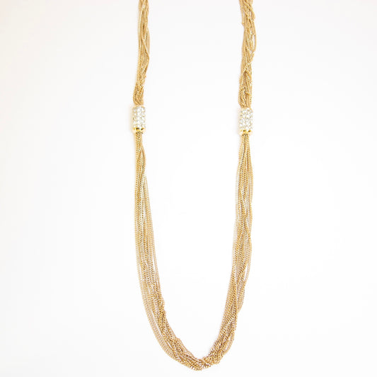 Givenchy Vintage Stylish Rhinestone Golden Long Necklace