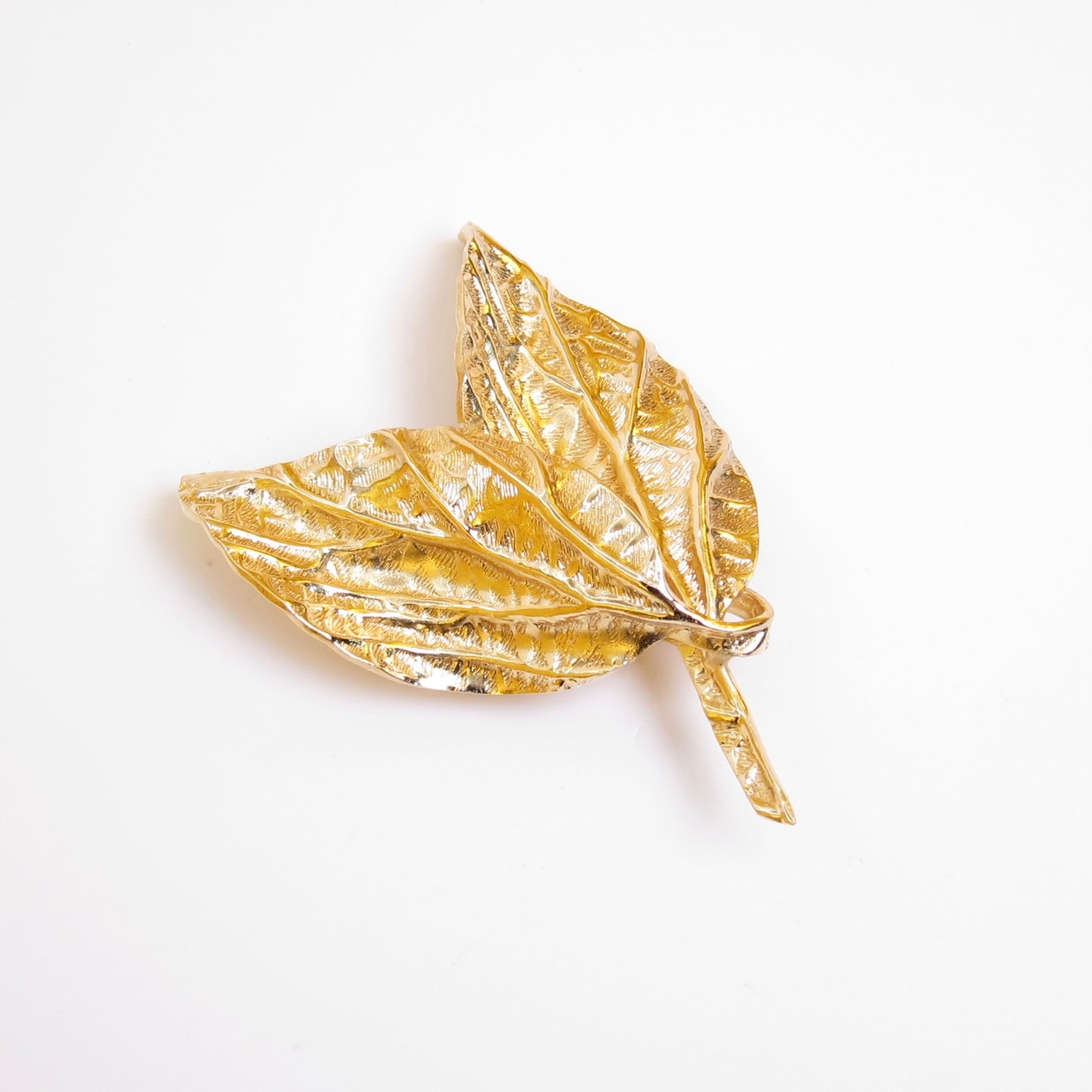Christian Dior Vintage Leaf Motif Golden Brooch