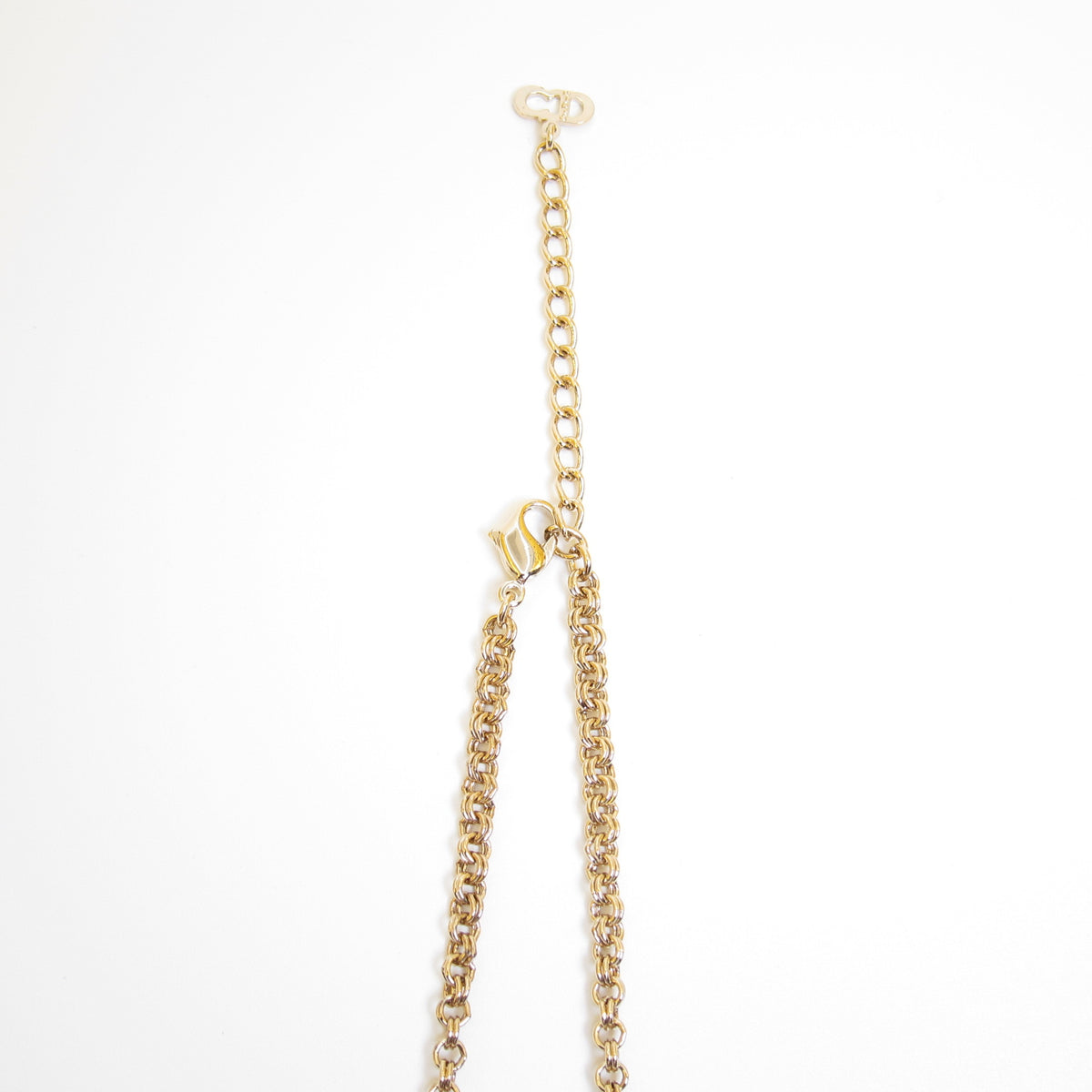 Christian Dior Vintage Crystal CD Chain Necklace