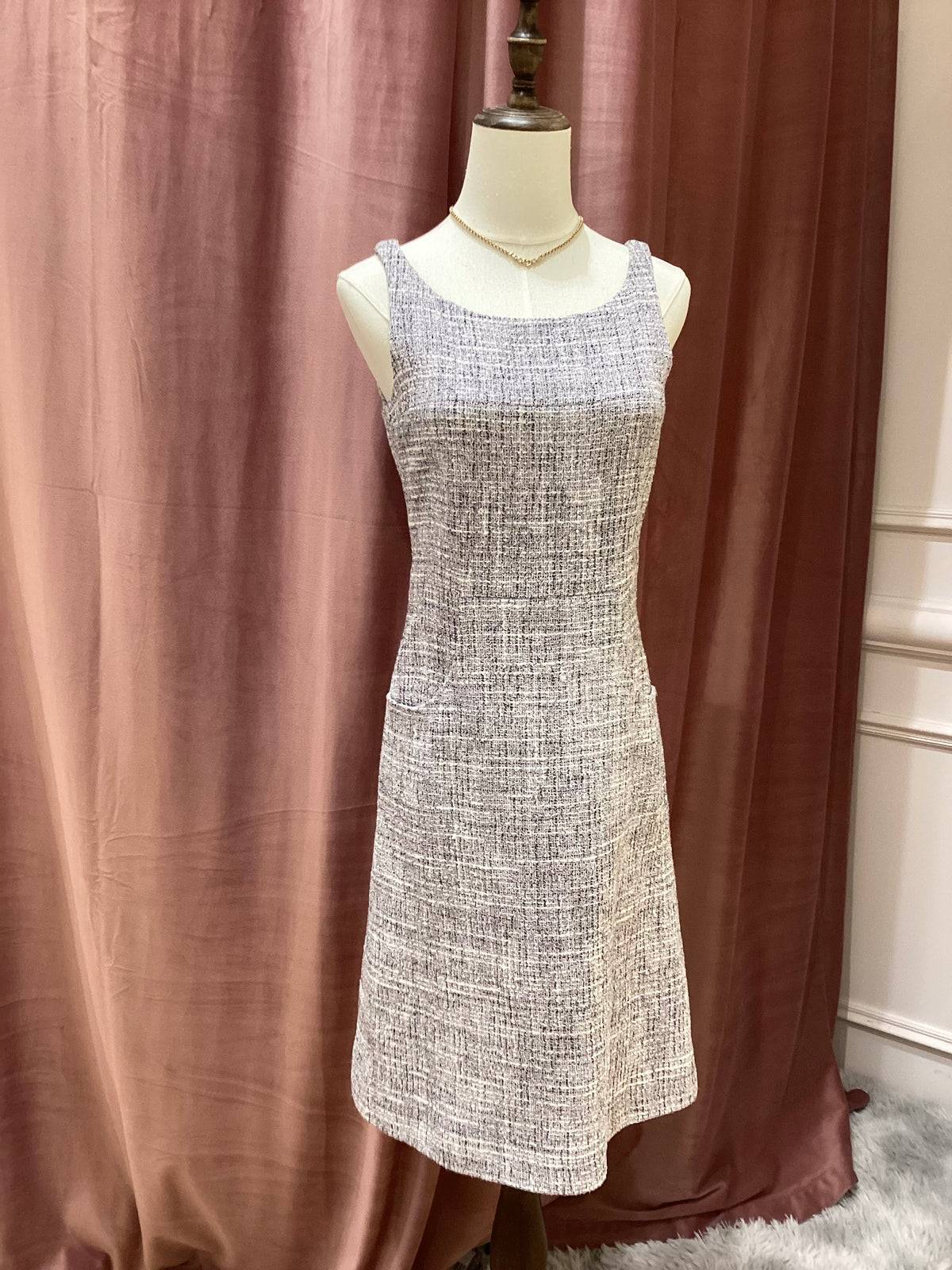 Chanel Vintage Unused Blue Gradient Tweed Sleeveless Dress