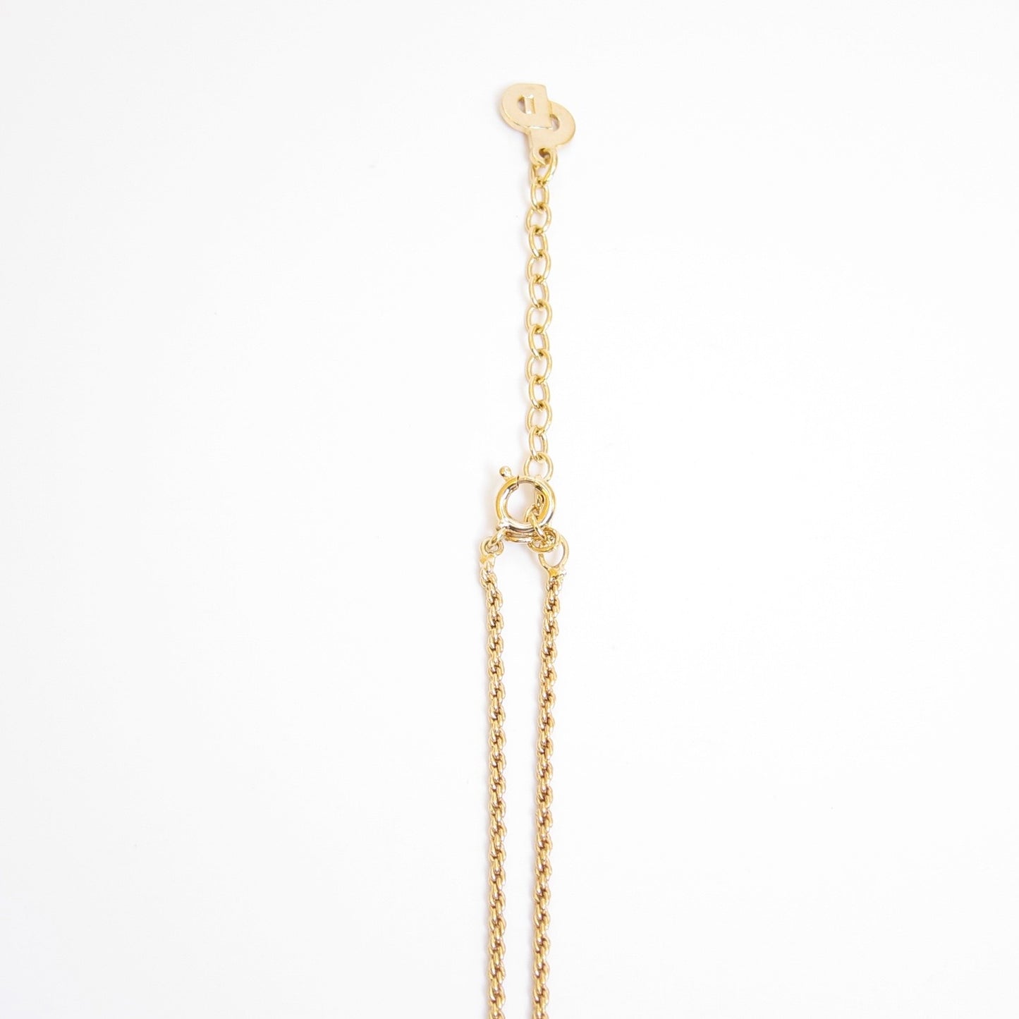 Christian Dior Vintage CD Logo in Teardrop Rope Twisted and Rhinestone Golden Necklace