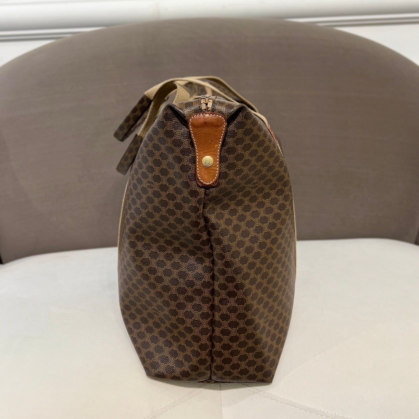 Celine Vintage Macadam Large Size Brown Color Boston Bag