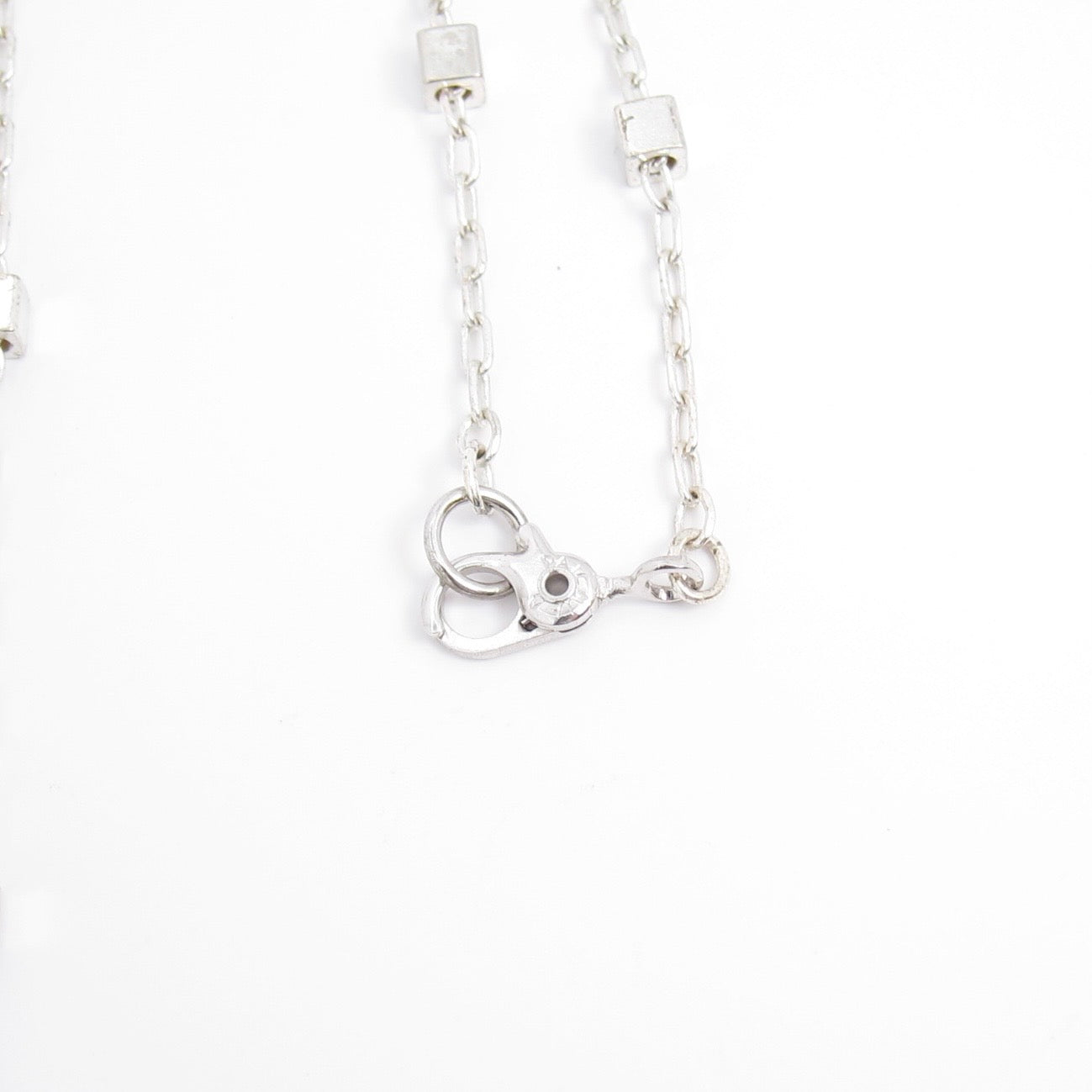 Monet Vintage Silver Geometric Cube Bead Station Chain Necklace
