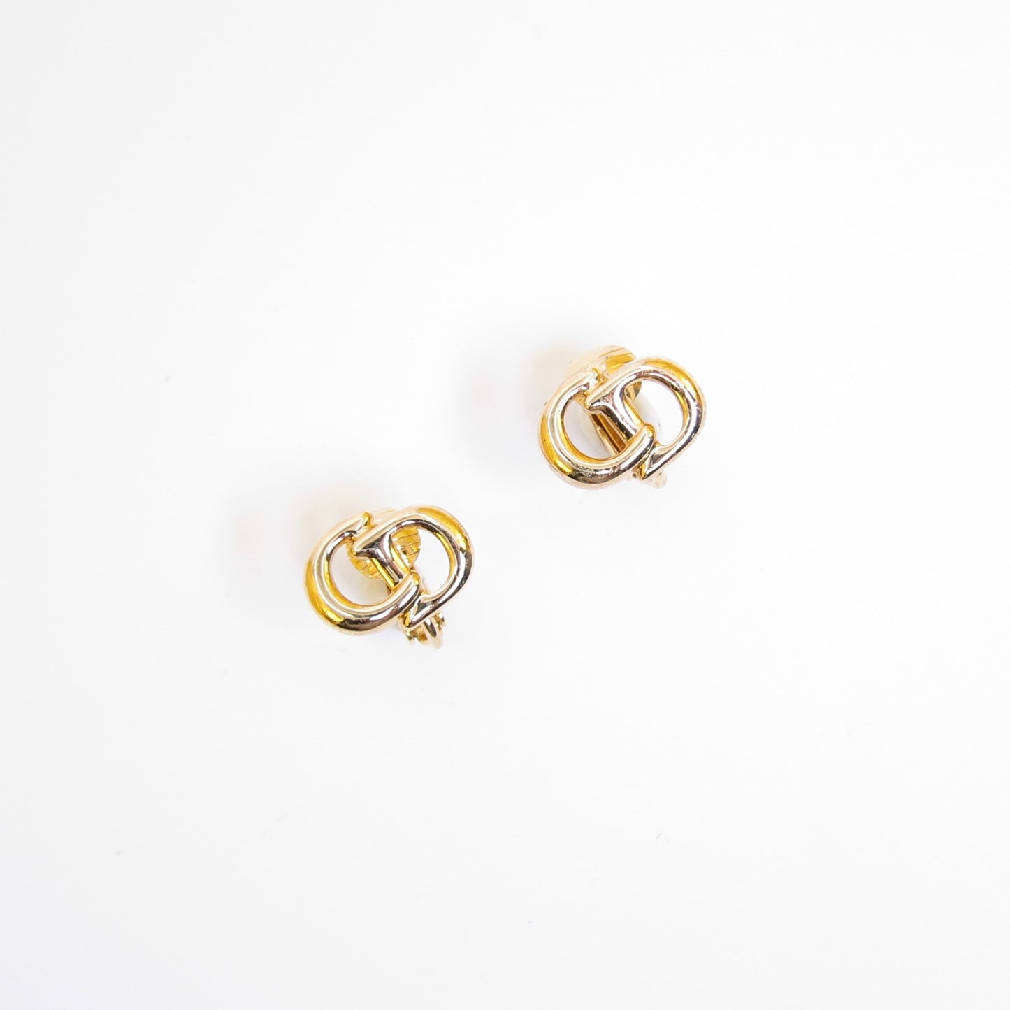 Christian Dior Vintage CD Logo Golden Clip-on Earrings