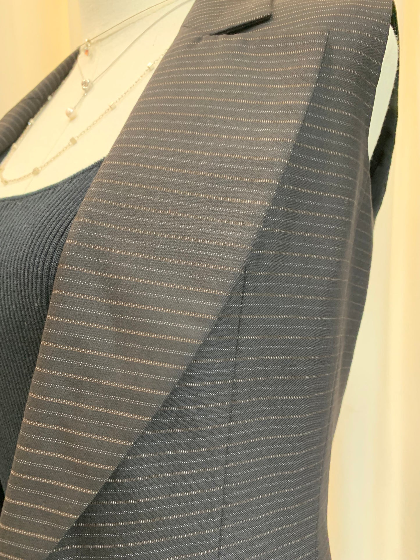Christian Dior Paris Pinstripe Longline Sleeveless Tailored Vest