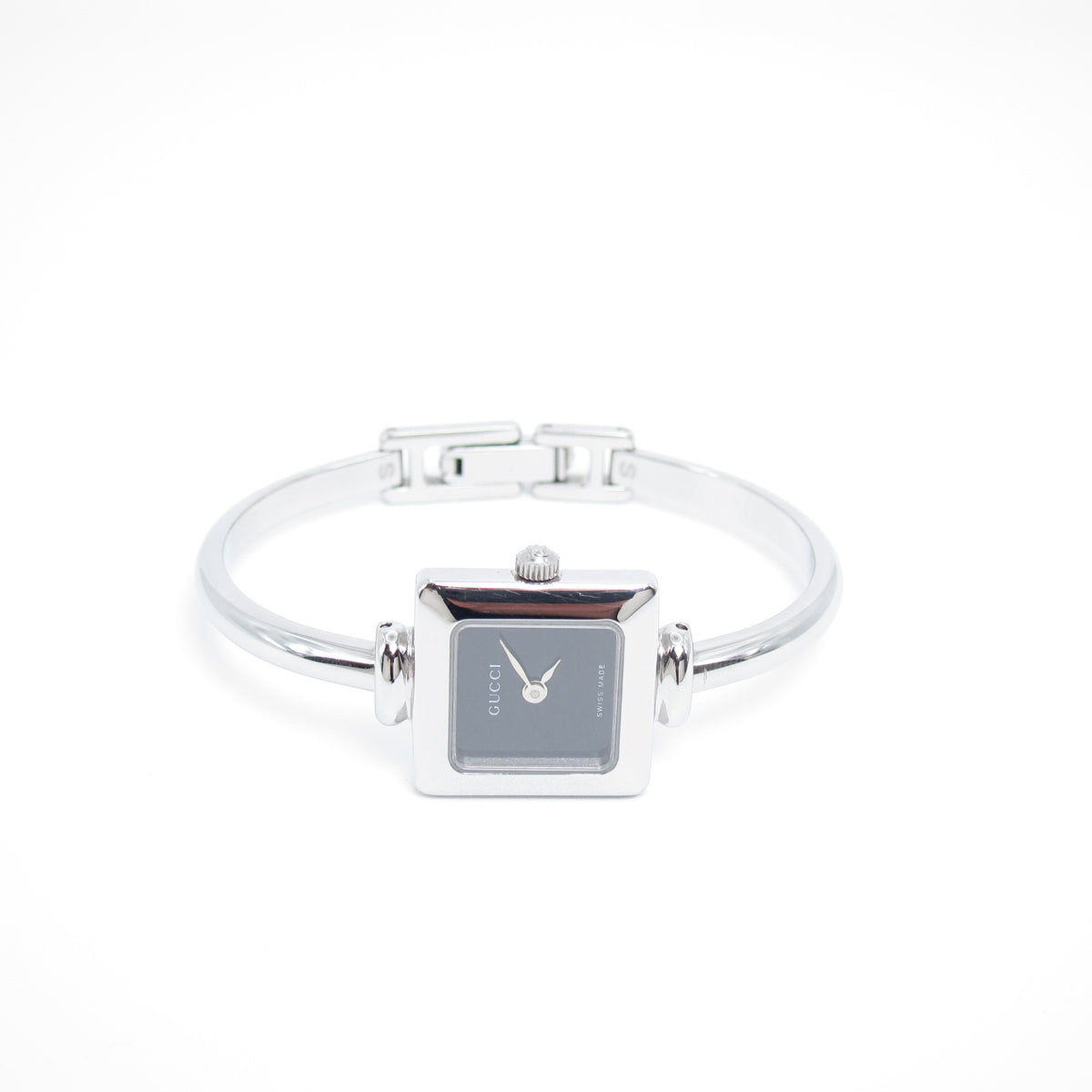 Gucci Vintage 1900L Black Square Dial Bangle Watch with Box