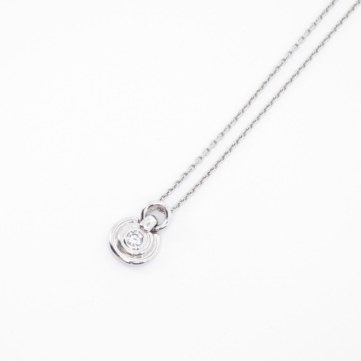 Christian Dior Vintage Pt900 Circle Pendant with Diamond Necklace