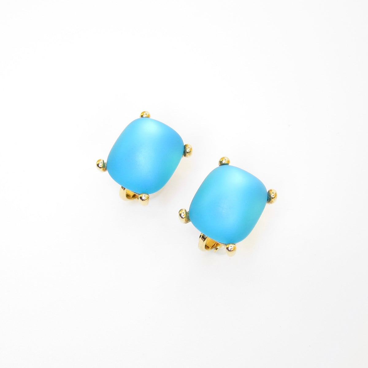 Givenchy Gold-Tone Turquoise-Blue Stone Clip-On Earrings