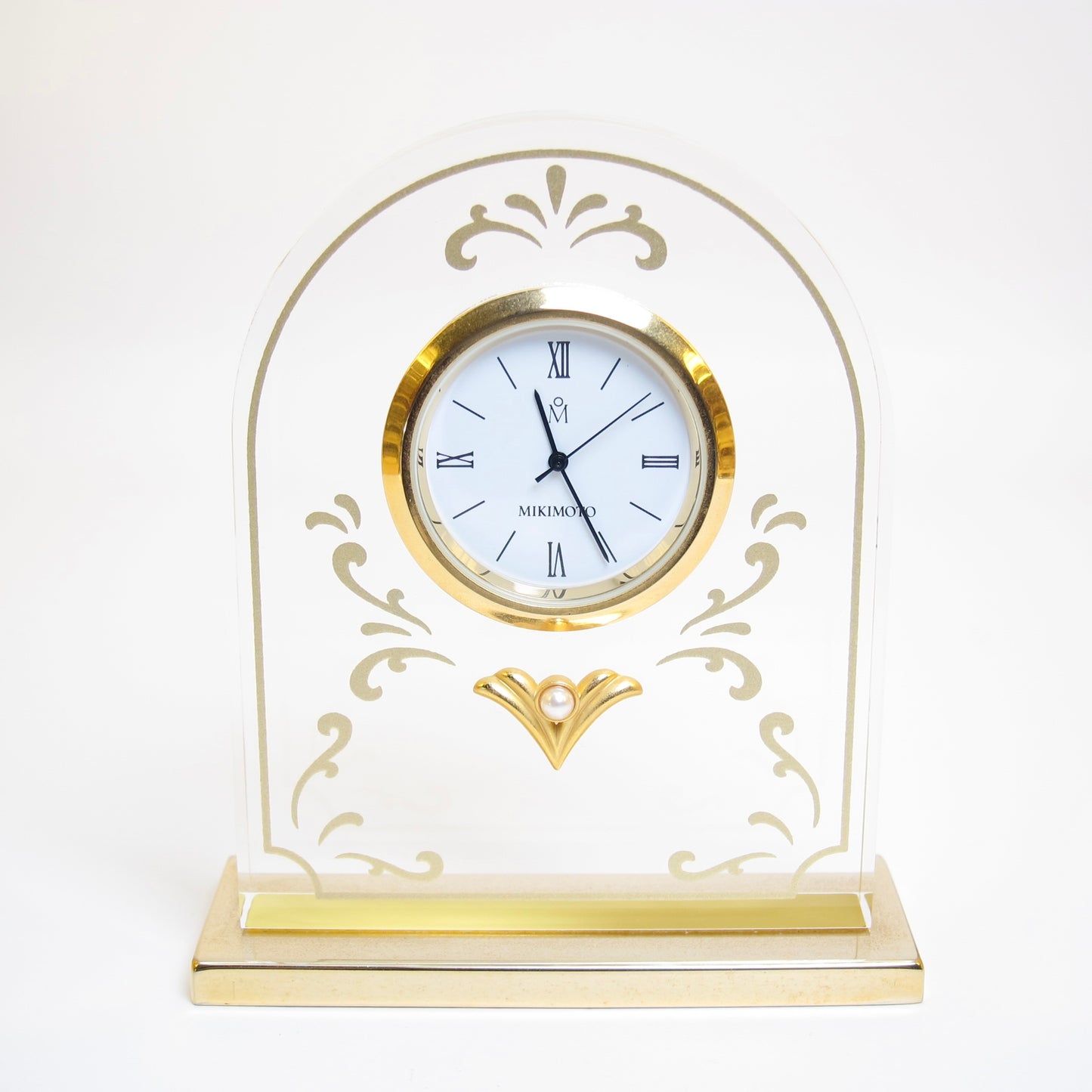 Mikimoto Vintage Pearl and Golden Table Clock