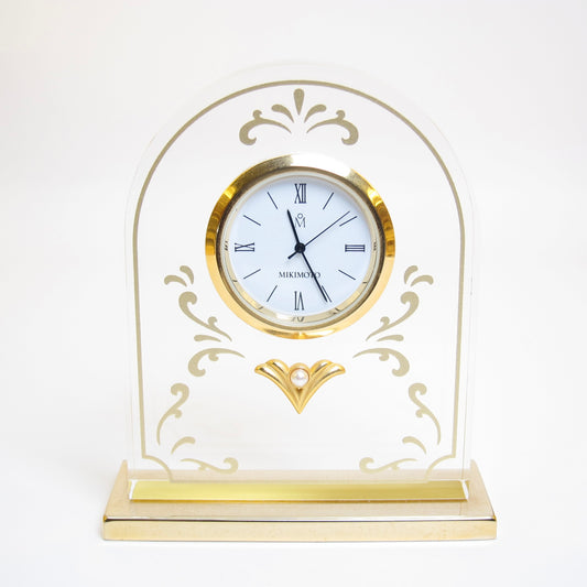 Mikimoto Vintage Pearl and Golden Table Clock