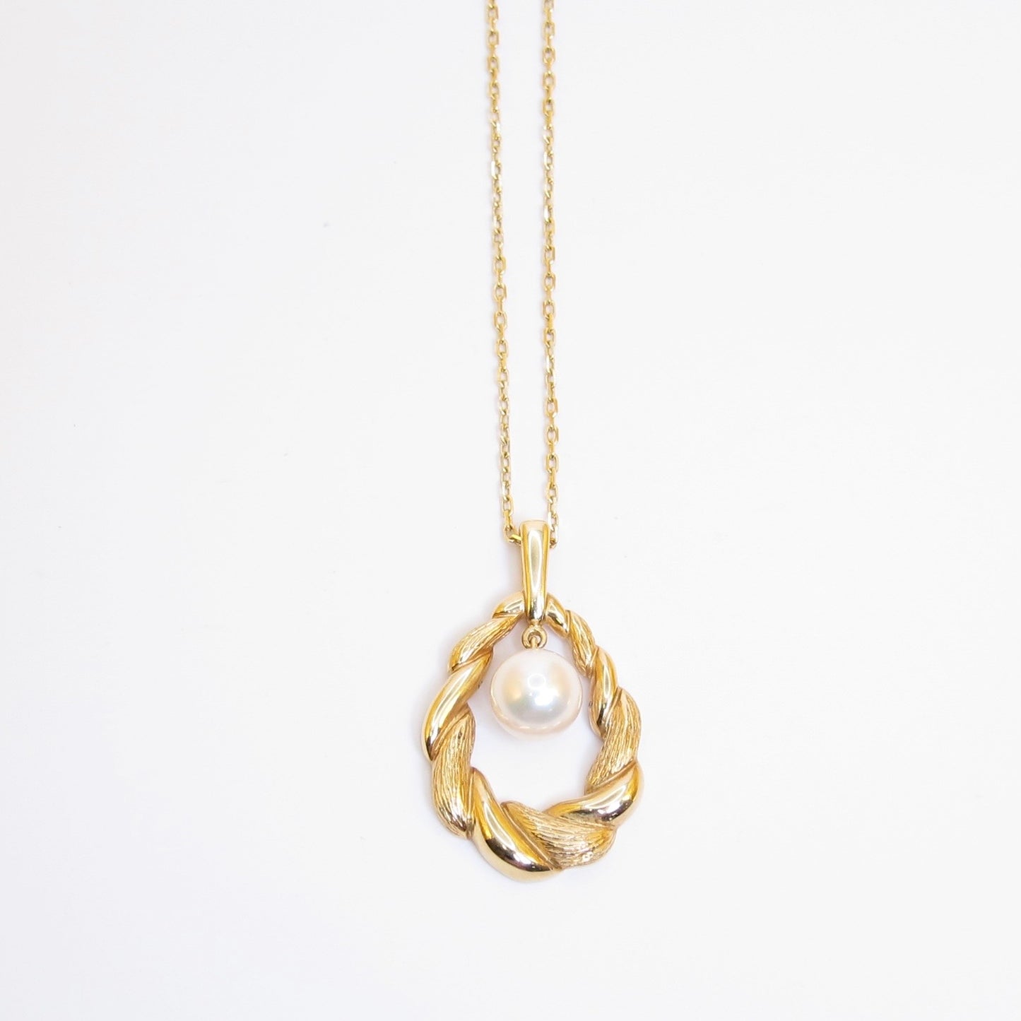 Mikimoto Vintage 18K Gold Twisted Rope and Pearl Necklace
