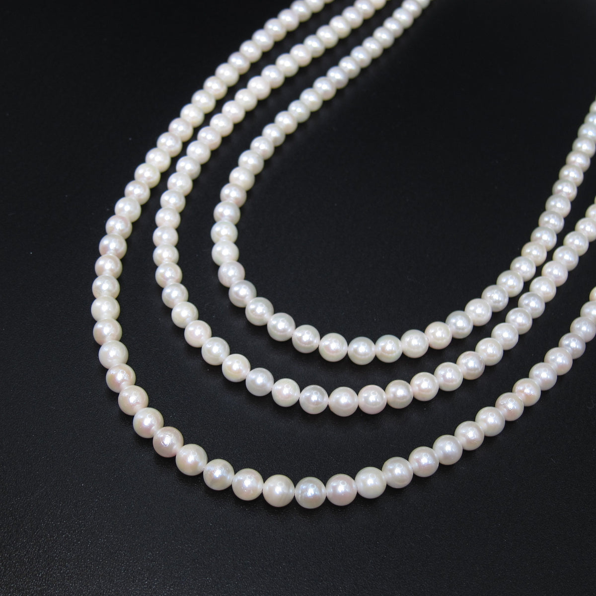 No Brand Vintage Akoya Pearl with Silver Flower Buckle Long Necklace
