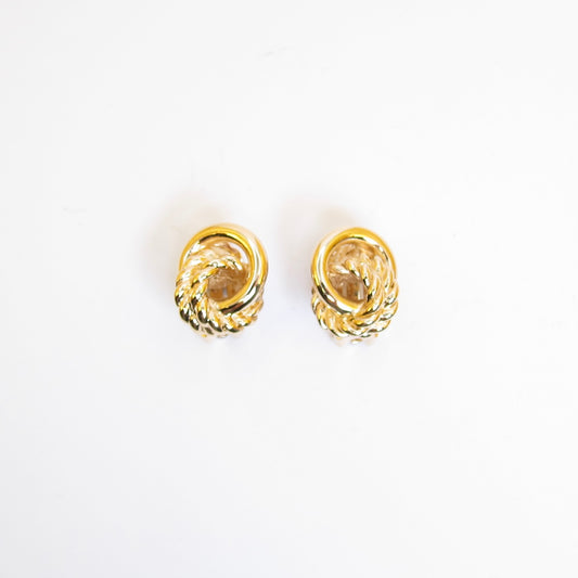 Christian Dior Vintage Twisted Circle Golden Clip-on Earrings