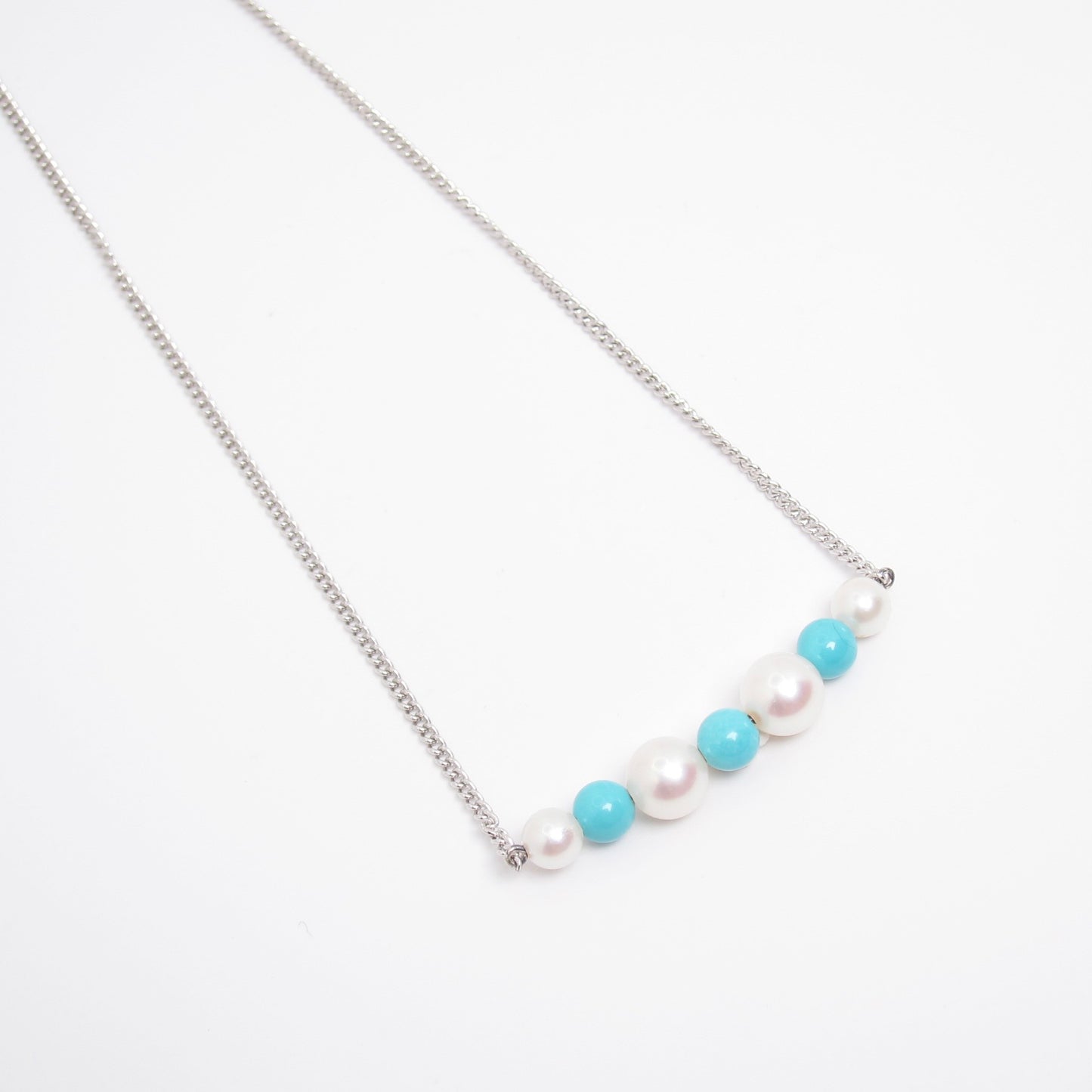 Mikimoto Vintage Akoya Pearl and Turquoise Silver Necklace