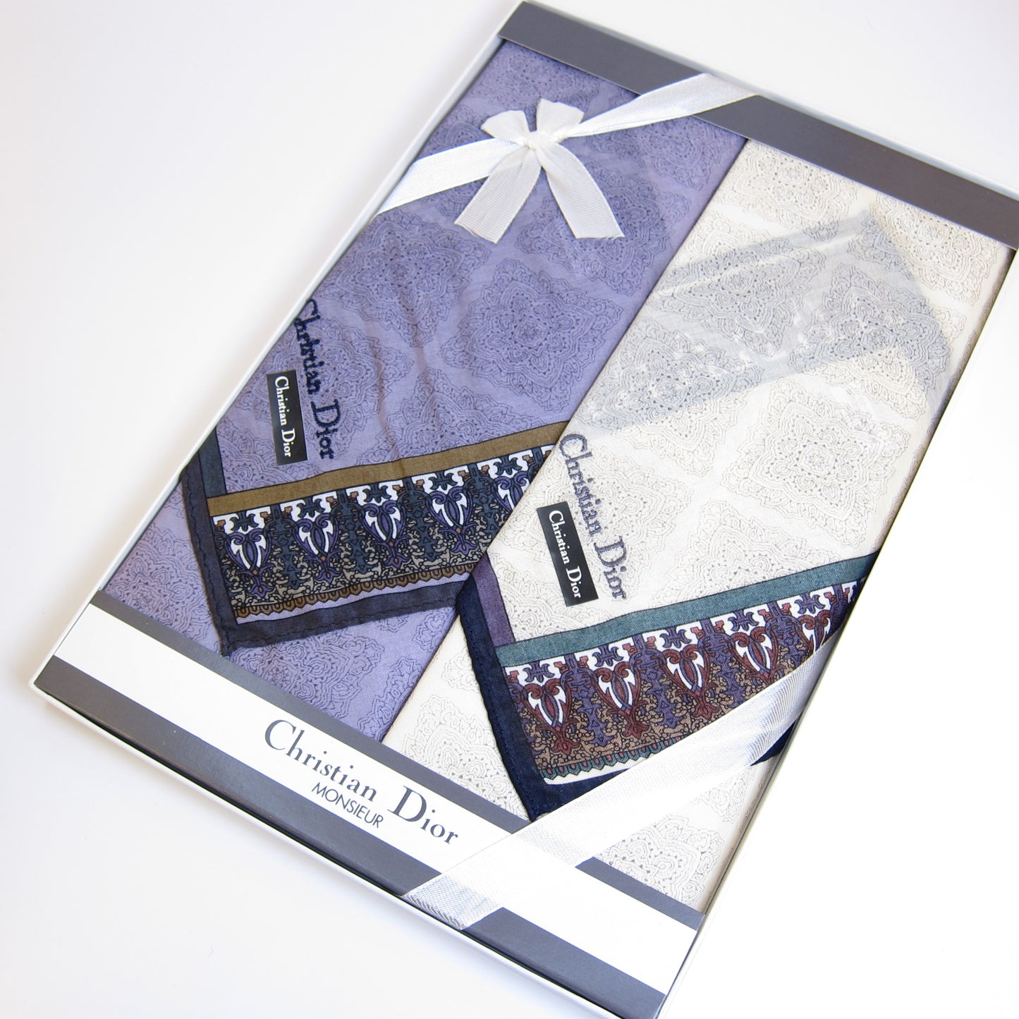 Christian Dior Vintage Unused Handkerchief Set of 2