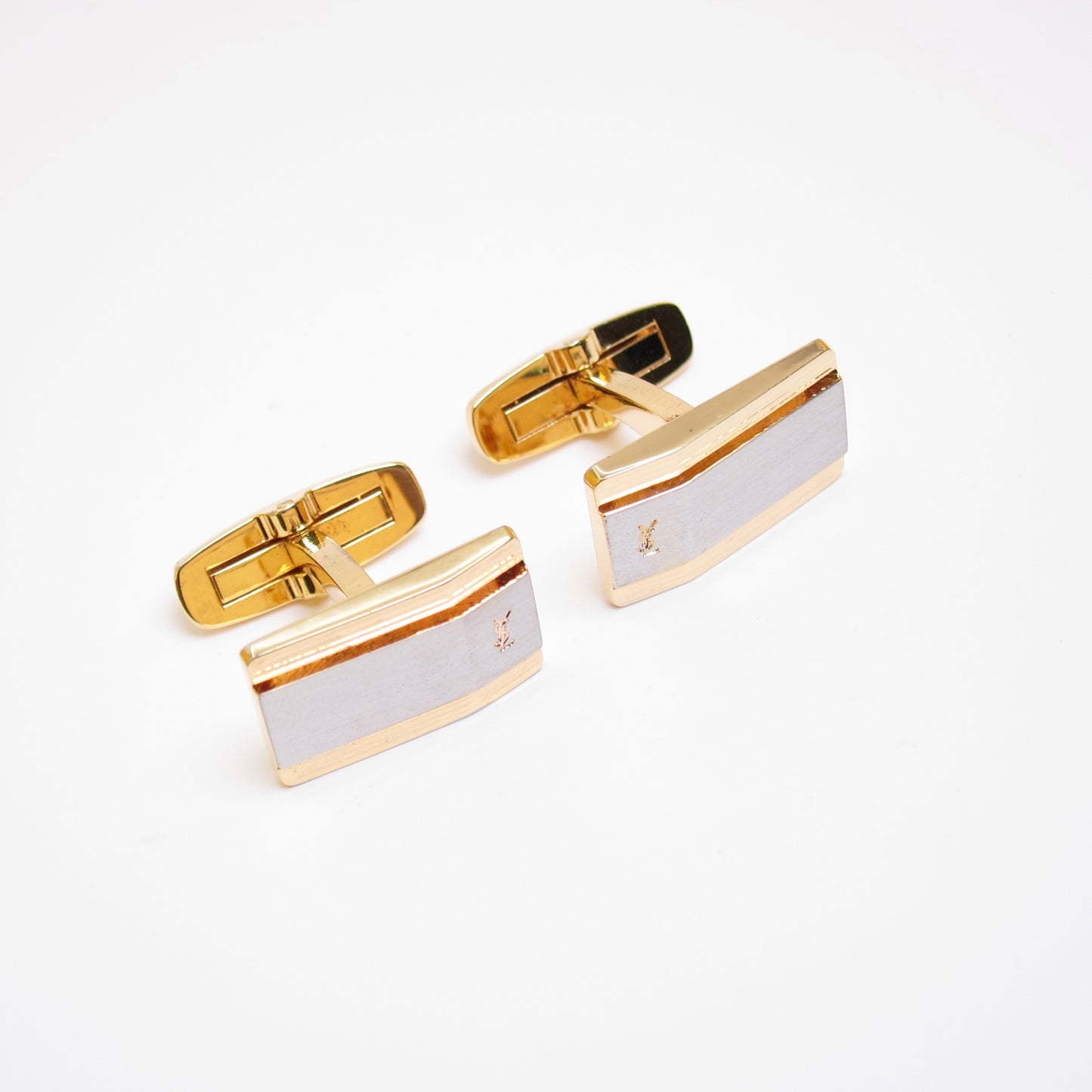 Yves Saint Laurent Vintage YSL Logo Two Tone Cufflinks